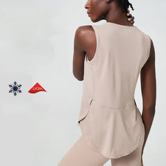 Yoga Sport Top Women Gym T Shirt Workout Clothing Wear Loose Cover Hip Shirt Quick Dry Vest Cropped Blouse Cool Tank Tops