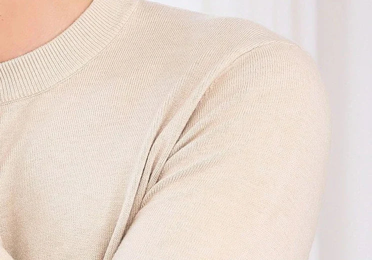 Thick Solid V-Neck Pullover