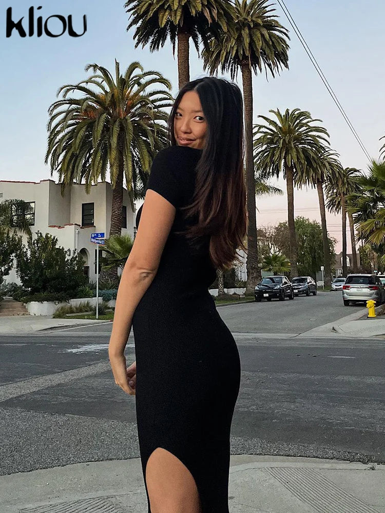 Elegant Collar Side Slit Dress