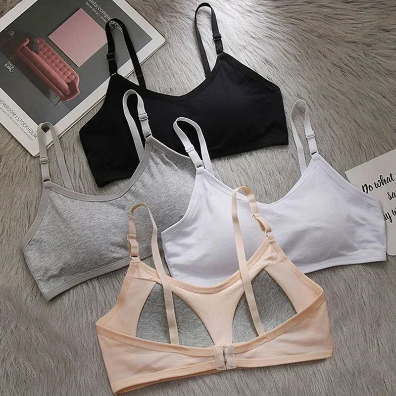 Cotton Sports Training Bras Casual Back Buckle Teenage Lingerie No Steel Rings Sports Bra Elastic Breathable Student Underwear