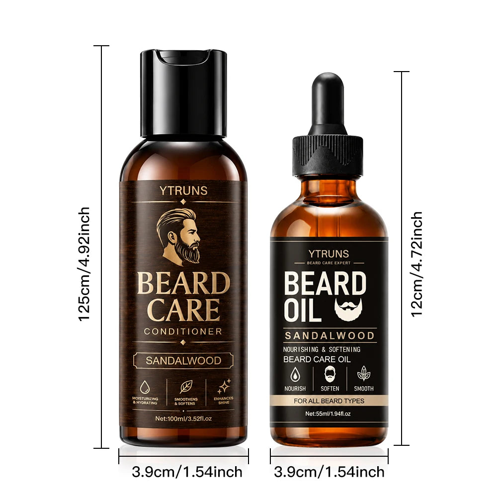 Men's Beard Oil Set, Moisturizing Beard Care Serum for Softening Dry Rough Hair, Enhancing Shine and Smooth Groomed Look