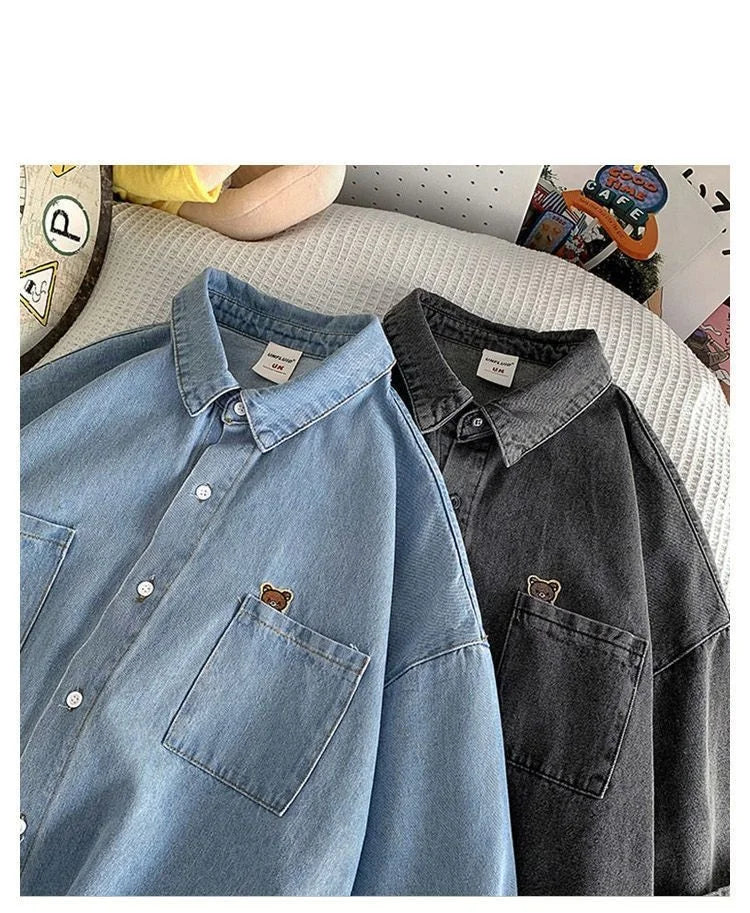 2025 Shirts Men Clothing Fashion Short Sleeve Summer Korean Style Loose All-match Cargo Handsome Homme Solid Tops Harajuku
