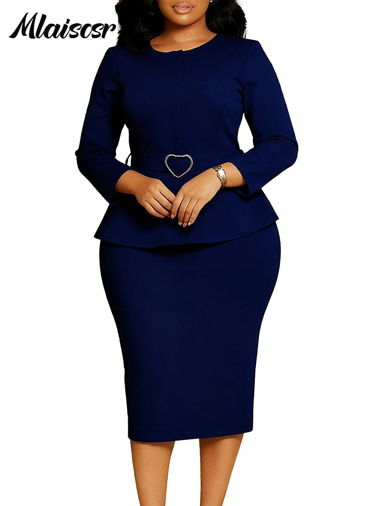 Pencil Midi Dress with Waist Sash
