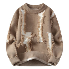 2026 Winter Fashion worn‑out design Sweater Men Casual Knit Pullovers Mens Thick Warm Loose Knitted Sweaters Streetwear Man