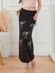 High-Waist Drawstring Ankle-Length Skirt