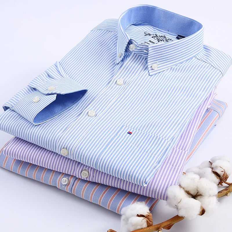 Slim Striped Office Shirt Men