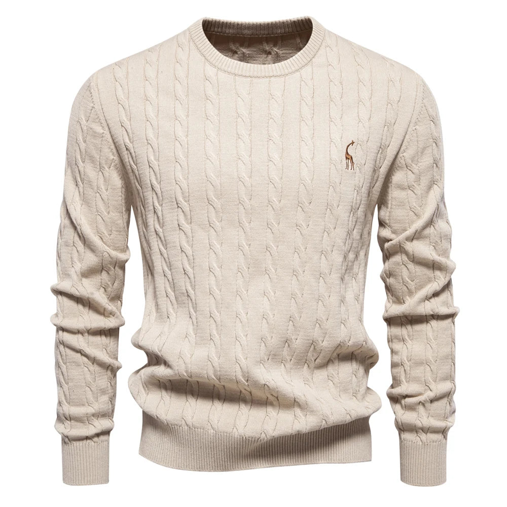 Giraffe Embroidered Knit Pullover