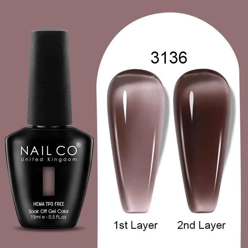 NAILCO 15ml Colorful Jelly Gel Nail Polish Gorgeous Color HEMA TPO FREE Soak Off UV LED Semi Permanent Long Wear Gel Varnish