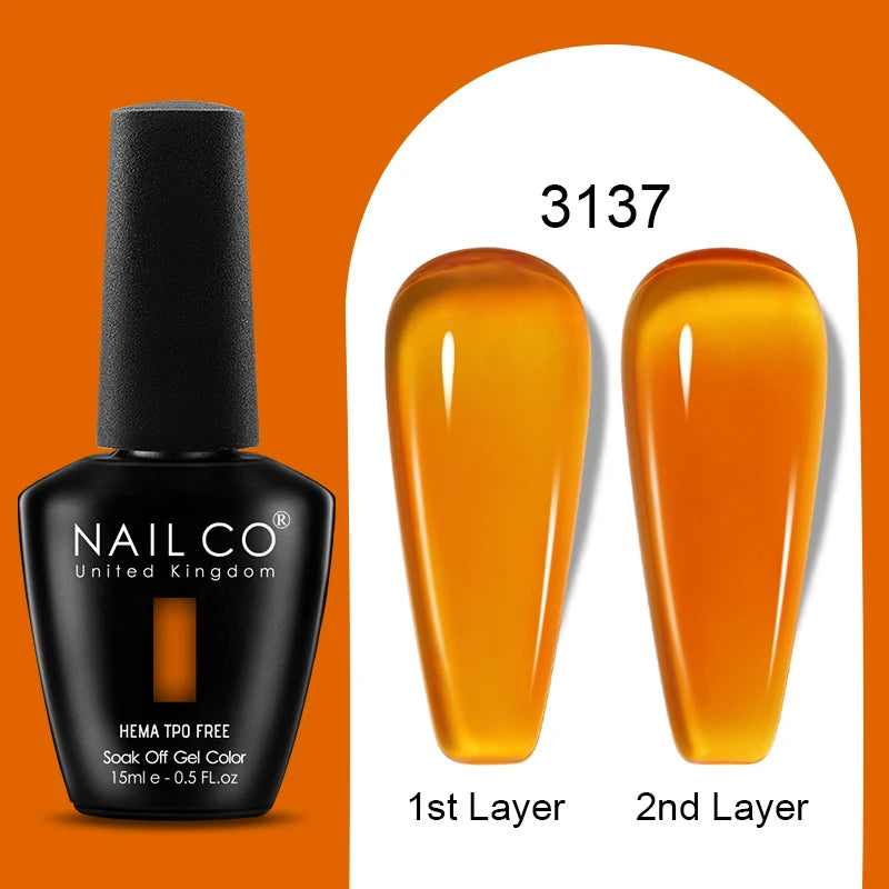 NAILCO 15ml Colorful Jelly Gel Nail Polish Gorgeous Color HEMA TPO FREE Soak Off UV LED Semi Permanent Long Wear Gel Varnish
