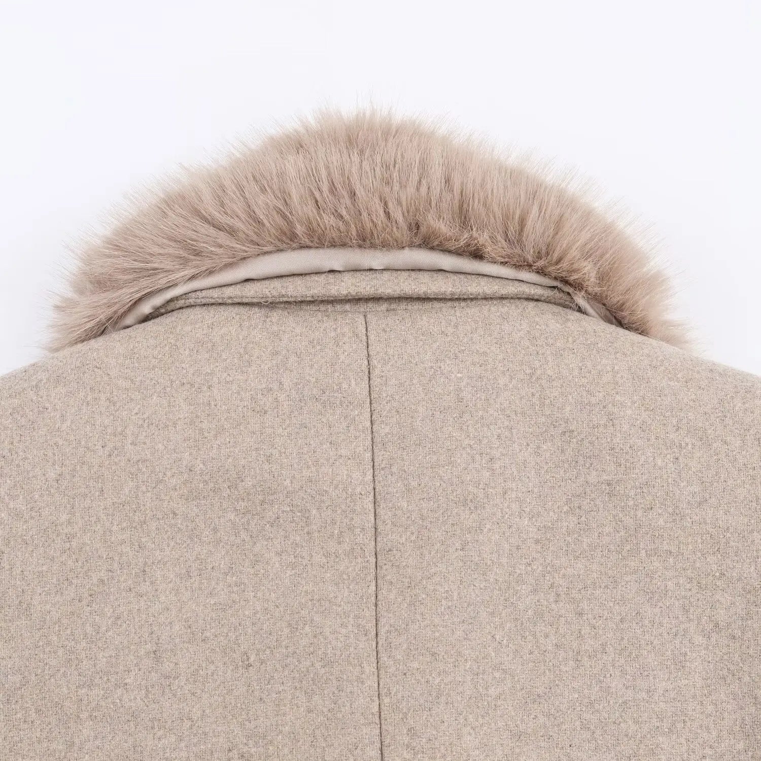Elegant Belted Fur Collar Overcoat