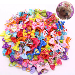 10pcs Creativity Pet Hair Accessories Bow Polyester Cute Puppy Bow with Rubber Band Suitable for Dogs Cat Grooming Accessories