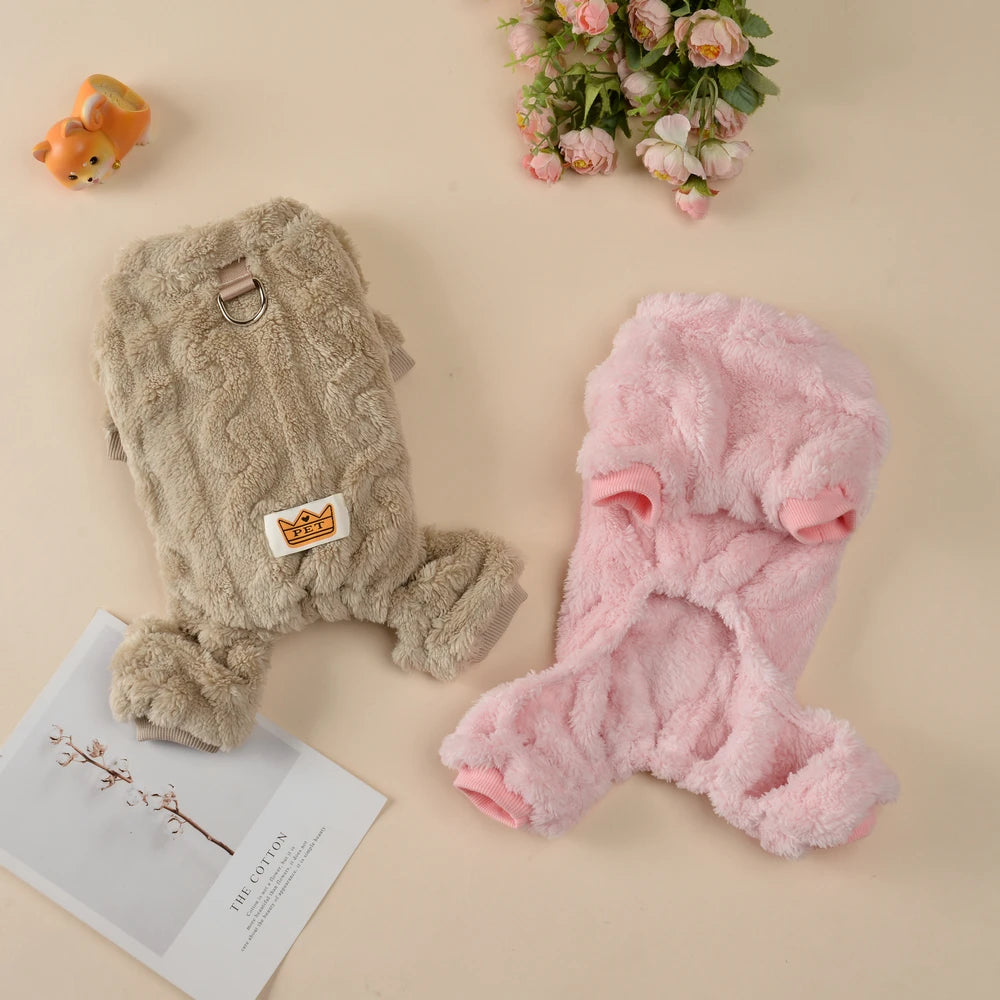 Pet Dog Clothes Cozy Soft Fleece Puppy Cat Jumpsuit For Small Medium Dogs Cats Winter Warm Clothes With Elasicity Yorkshire Pug