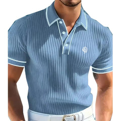 Men's Short Sleeve Polo Shirt with Buttons Casual Entertainment Decorative Whit Logo Clothing Leisure Fashion Polo