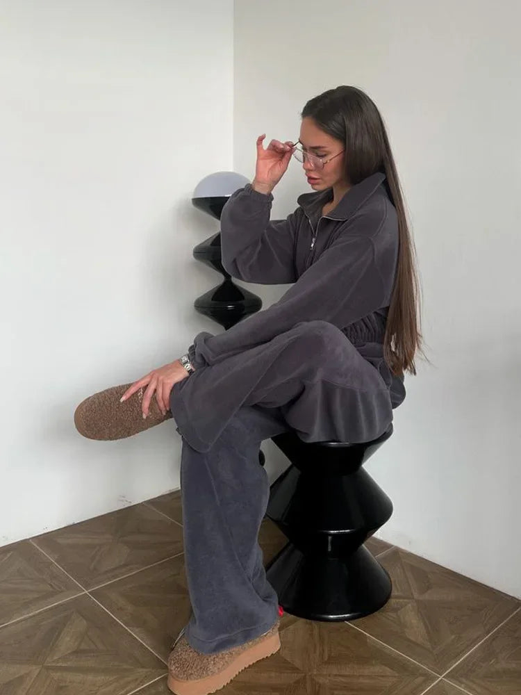 Jumpsuit Women 2026 New Fashionable Long Sleeved Jumpsuit for Women's Casual Half Open Collar Elastic Waist Jumpsuit