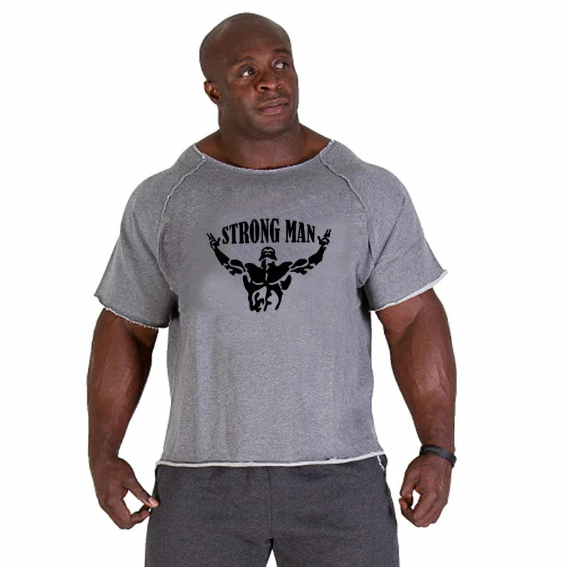 Men's T Shirts Fitness Men Bodybuilding  Shirt Batwing Sleeve Rag shirt Gym Fitness Muscle Running T shirt