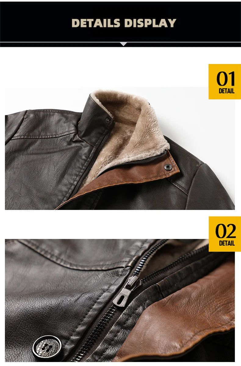 Vintage Faux Leather Winter Coat