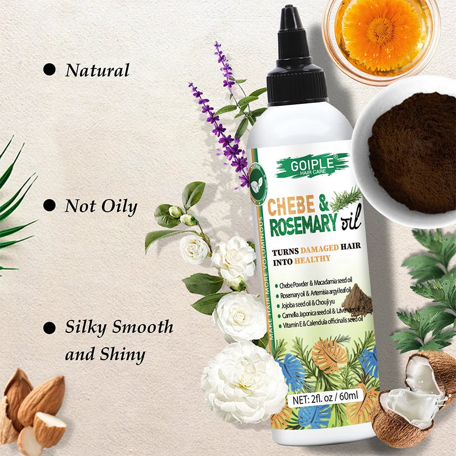 Hair Care 5pcs Rosemary & Chebe Oil Men and Women Dry Frizzy Hair Moisturize Nourish Products Chebe Butter & Powder with Serum