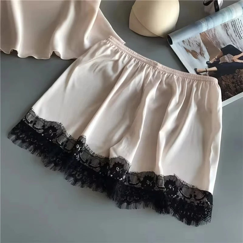 Silk Lace Babydoll Pajama Set