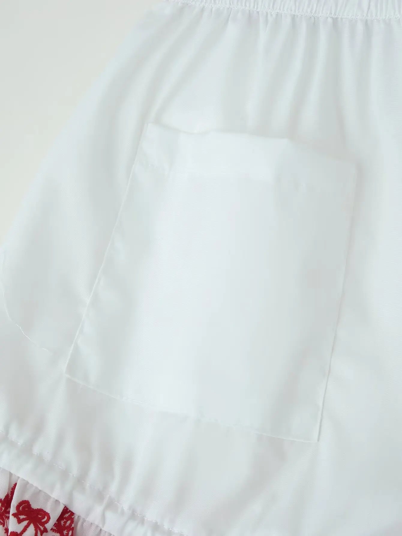 Women's Embroidered Shorts Summer New Elastic Waist With Pockets Lace-up Shorts Fashion Casual Female Shorts