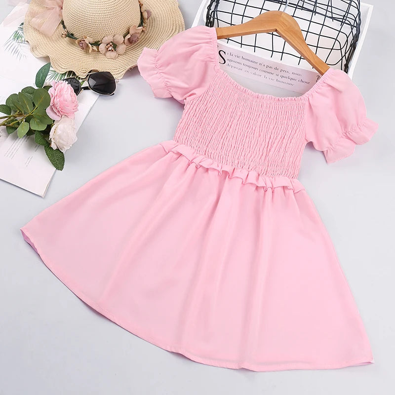 Pink Shirred Princess Summer Dress