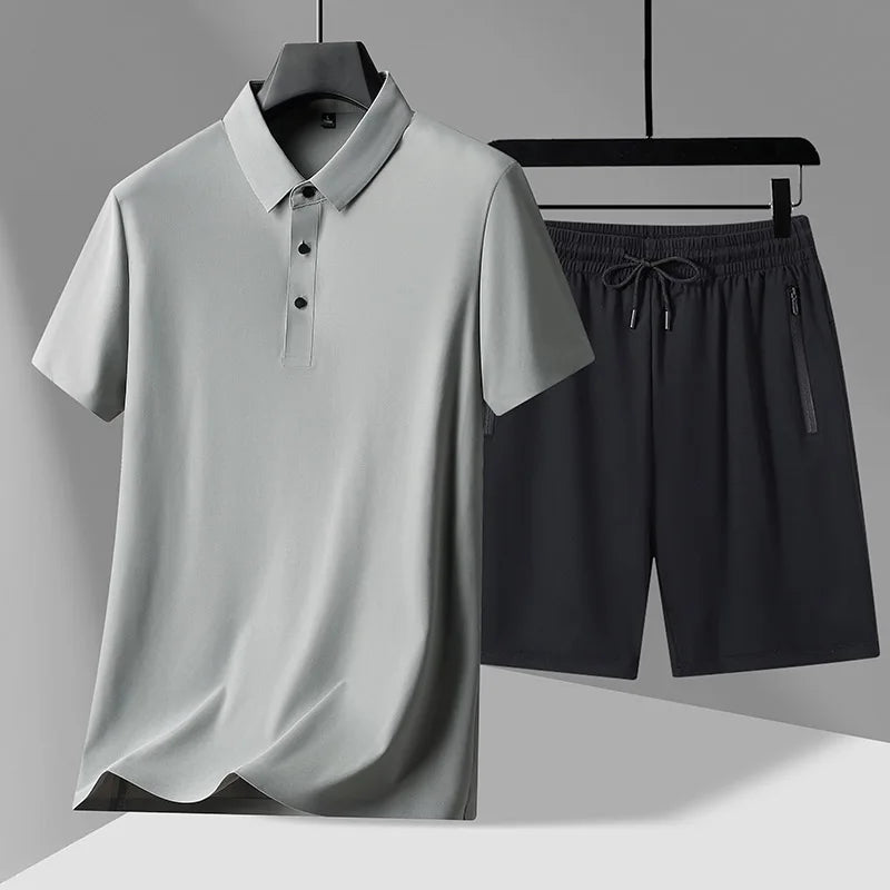 polo Shirts + shorts 2024 summer new style fashion Sportswear Men's Casual Sets Male Fashion shirts and shorts full size M-4XL