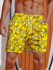 New Men's Shorts Hawaiian Yellow Duck Mens Printing Short Summer New Swim Trunks Elastic Waist 3D Print Breathable Short Pants