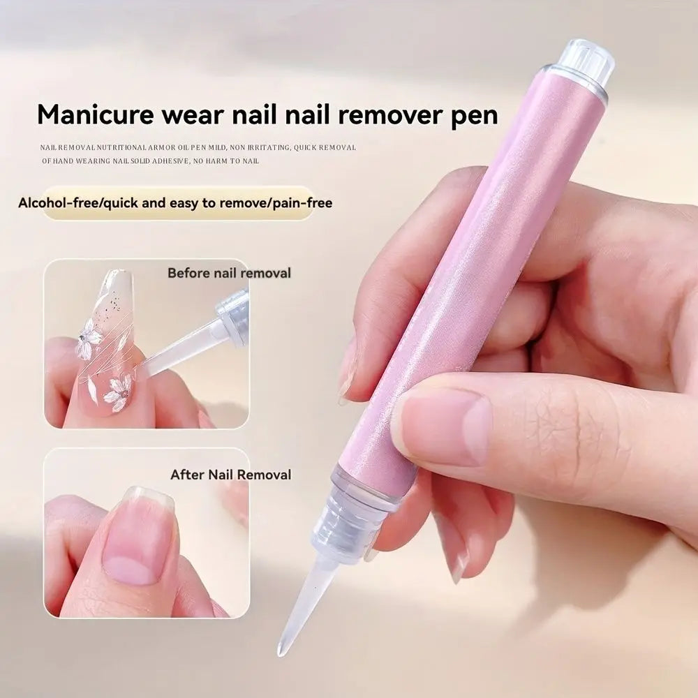 Gentle Alcohol-Free Nail Polish Remover Pen for Press-On Nails, Safe & Damage-Free Acrylic/Gel Nail Removal