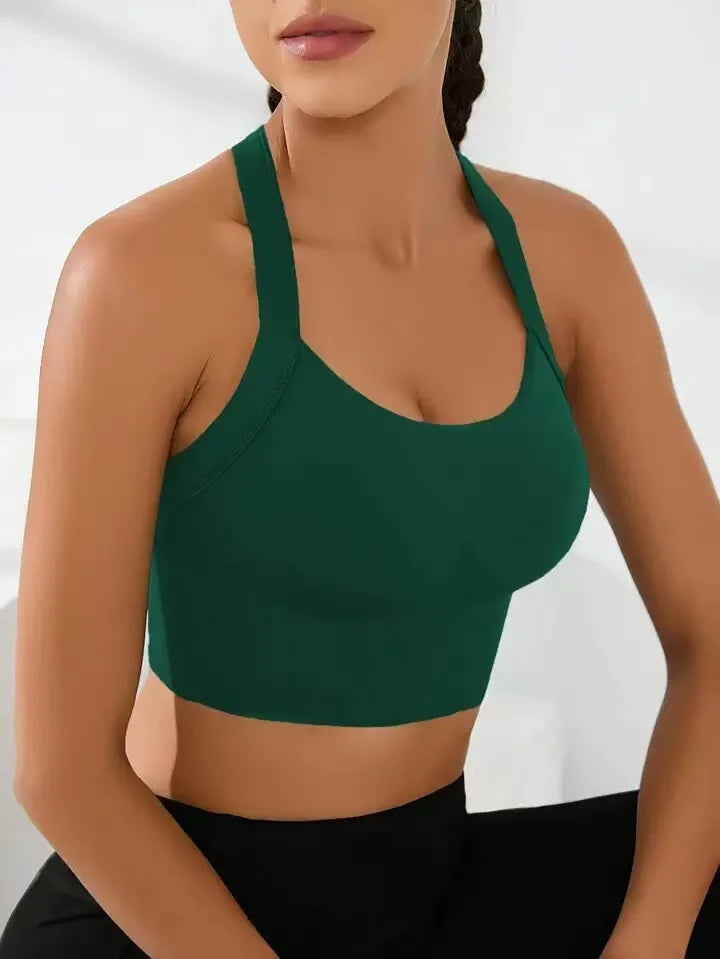 Sports and Beautiful Back Bra Set, Cross-Back Sports Bra, No Chest Pad, Adjustable Size, and Can Be Worn Inside Normally
