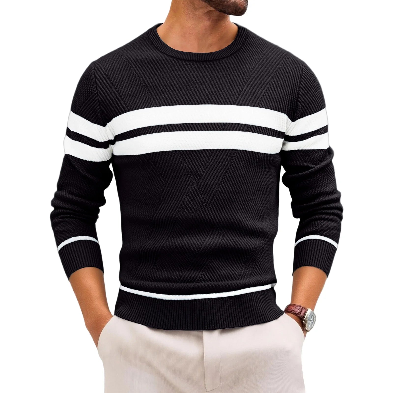 Slim Striped Knit Pullover
