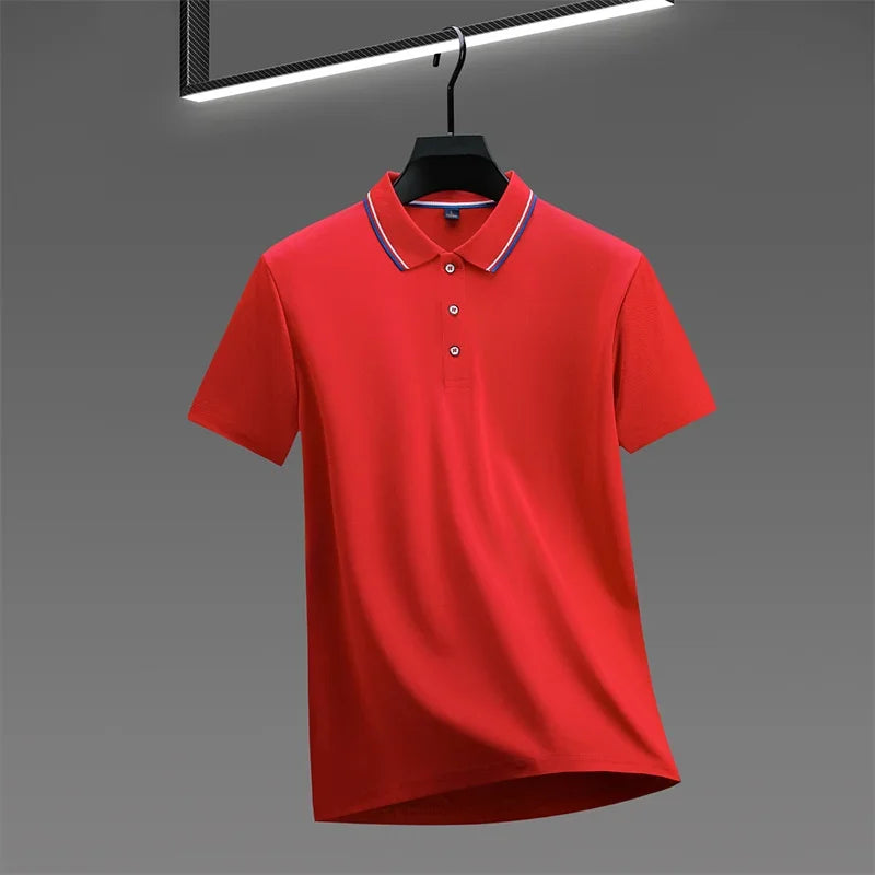 Men's Casual Solid Color Short Sleeve Polo Shirt  Summer Fashionable Comfortable Versatile Top for Men