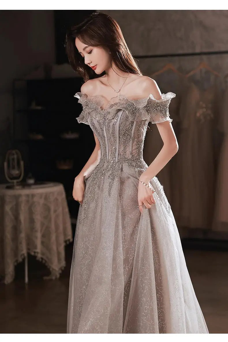 One Shoulder Fairy Style Evening Dress