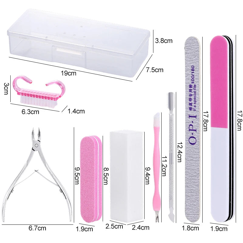 Nail Art Tools Set 9Pcs/lot Professional Files Buffer Sponge Block Brush Nail Scissors Kit With Cuticle Nipper Pushers Manic