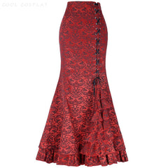 Long Skirts Women Punk Fish Tail Skirt Vintage Gothic New High Waisted Temperament Goth Skirt Festival Party Wear Woman Clothes
