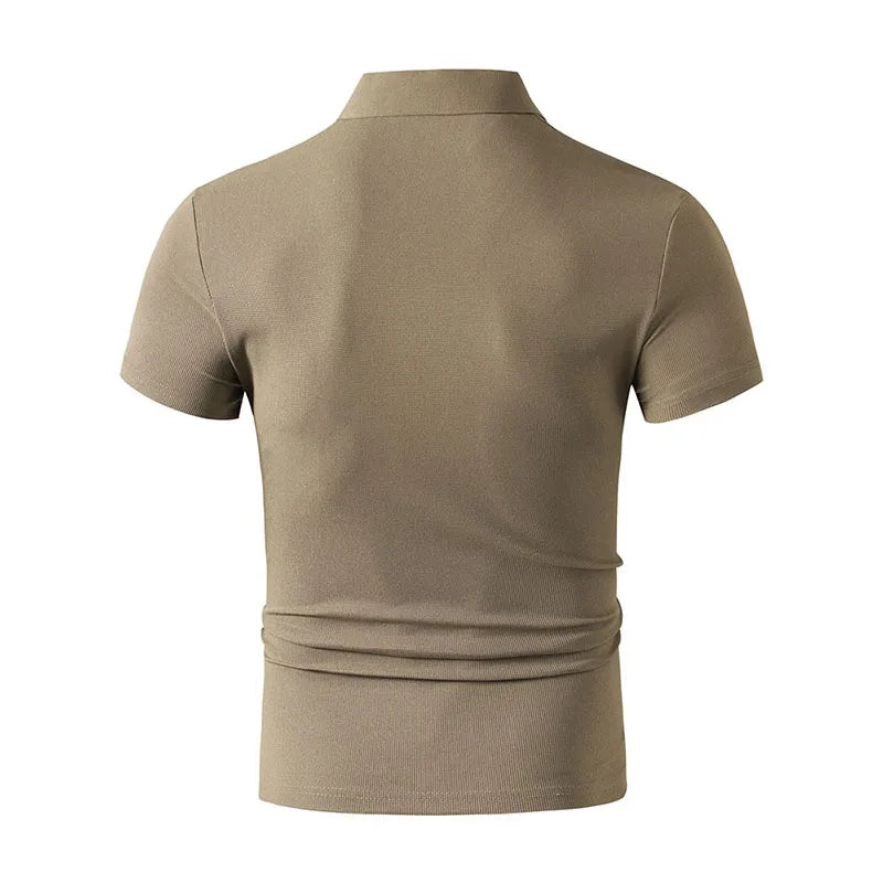 2026 New Men's Casual and Fashionable Simple Collared Short Sleeved Polo Shirt Summer Comfortable Breathable and Versatile Top