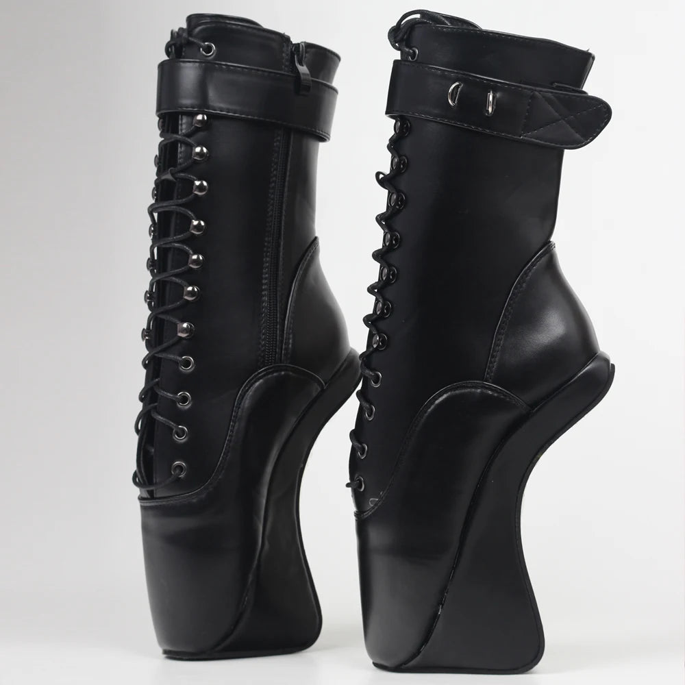 7‘‘Extreme High Heel Hoof heelless Ballet Cosplay Ankle Boots
