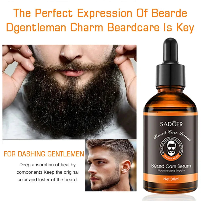 Men's beard care set, beard essence lotion, gently nourishes and strengthens the hair roots, promotes beard growth