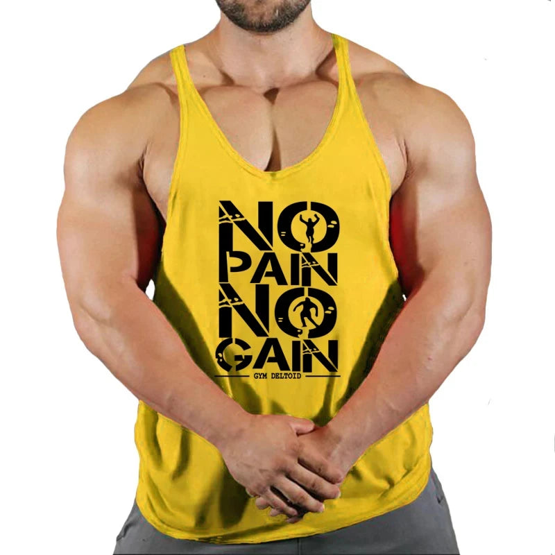 Gym T-shirts Muscle Men's Clothes Workout Fitness Shirt Singlets Tank Top Vest Man Sportswear Muscular Bodybuilding Stringer
