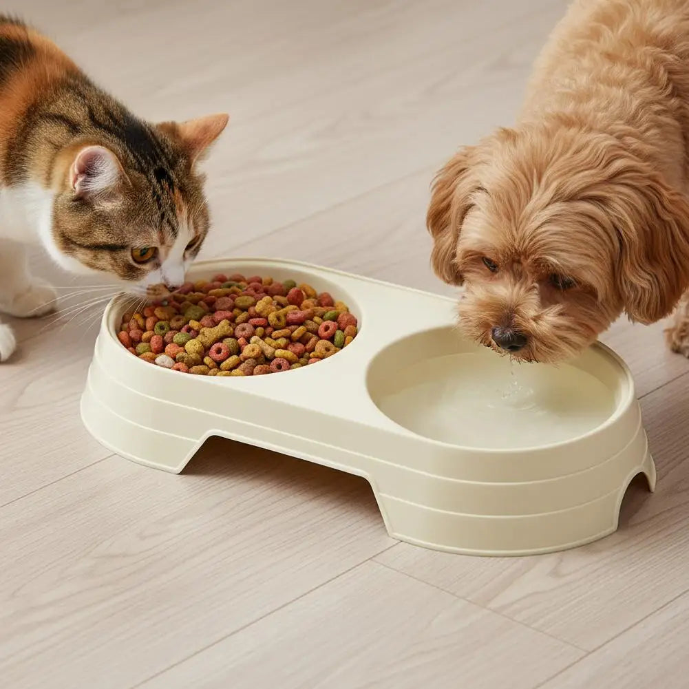 Non-Slip Double Pet Bowls Food & Water Feeder for Cats and Small Dogs BPA-Free Easy-Clean Raised Pet Dishes in 4 Colors