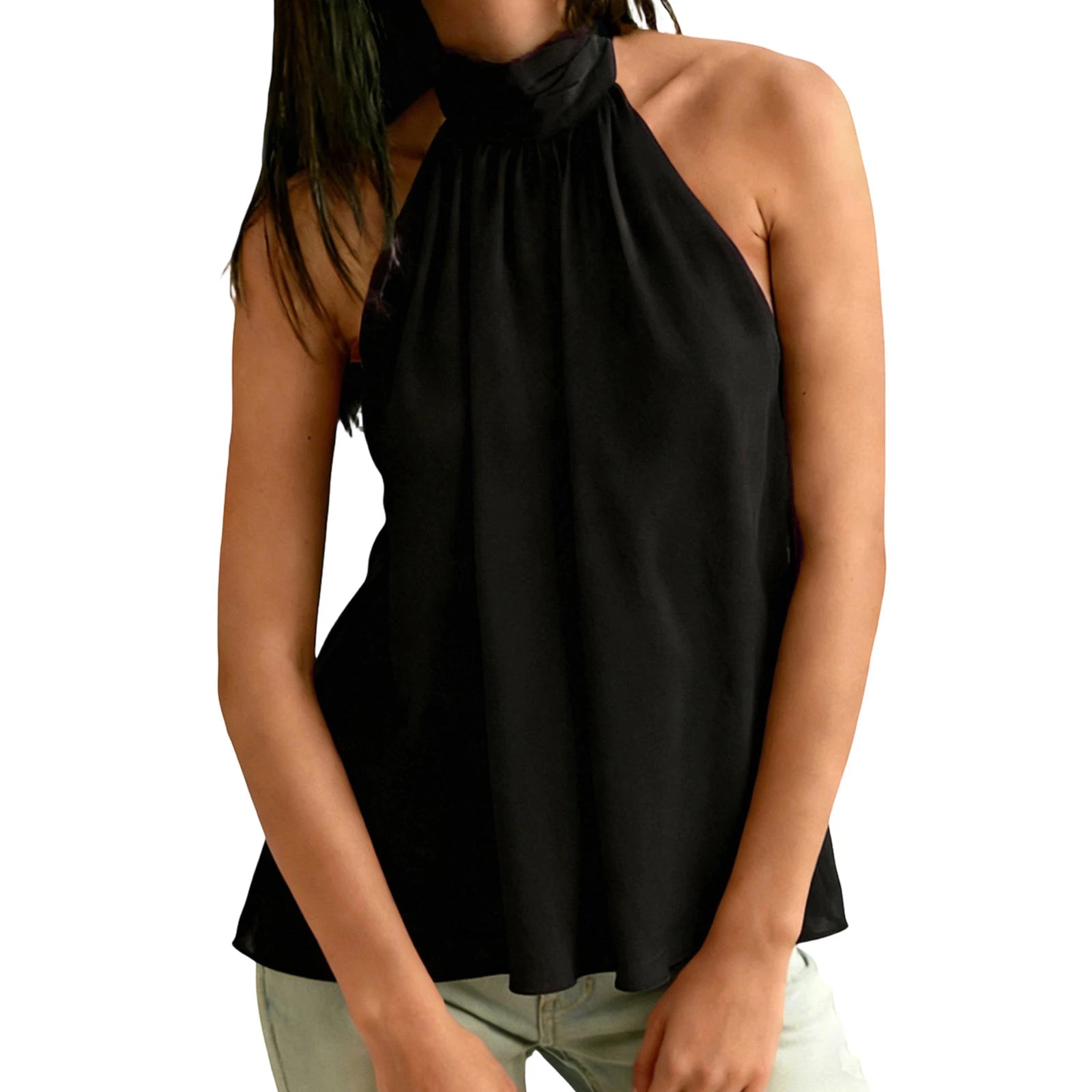 Women's Halter Tops Casual Loose Fit Stylish Solid Color Sleeveless Vest Suitable for Summer