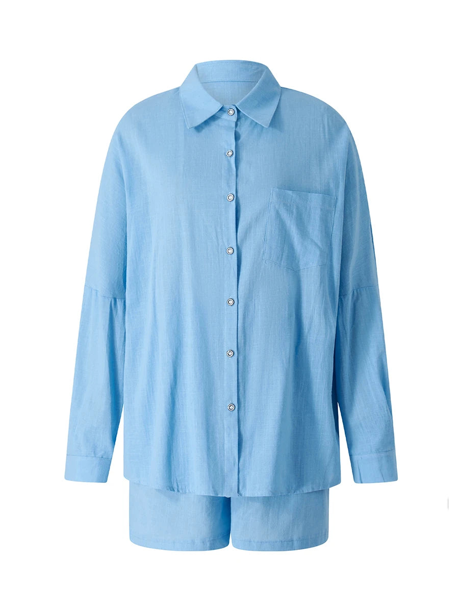 Velvet Shirt & Short Set