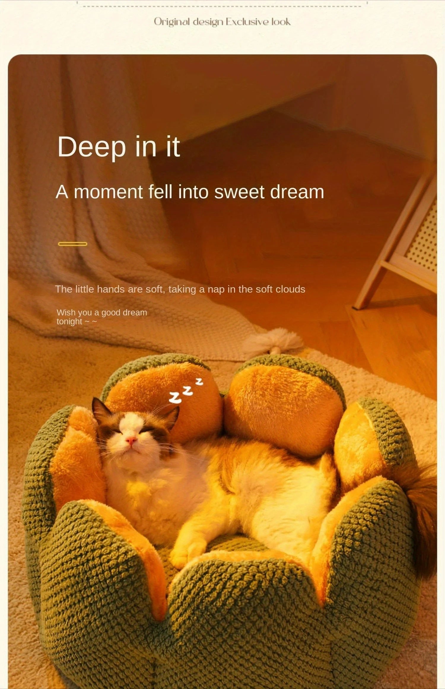 Petal Shaped Pet Bed, Plush Round Dog & Cat Cushion Mat with Knitted Texture, Ultra Soft Warm Nest for Kittens Puppies in Winter