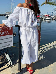 Off Shoulder Casual Puff Jumpsuit