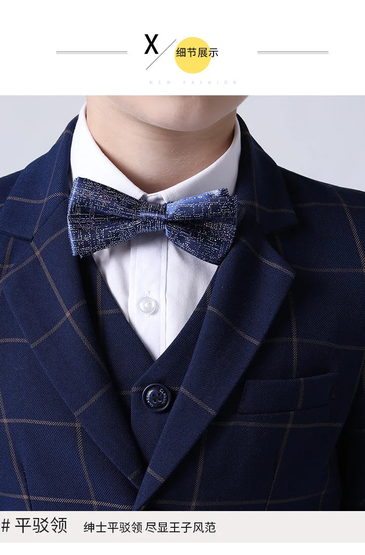 Formal Kids Plaid Tuxedo Suit