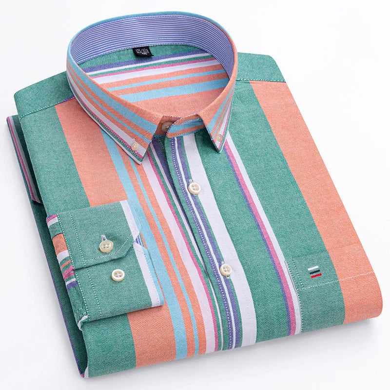 Oxford Striped Cotton Casual Shirt