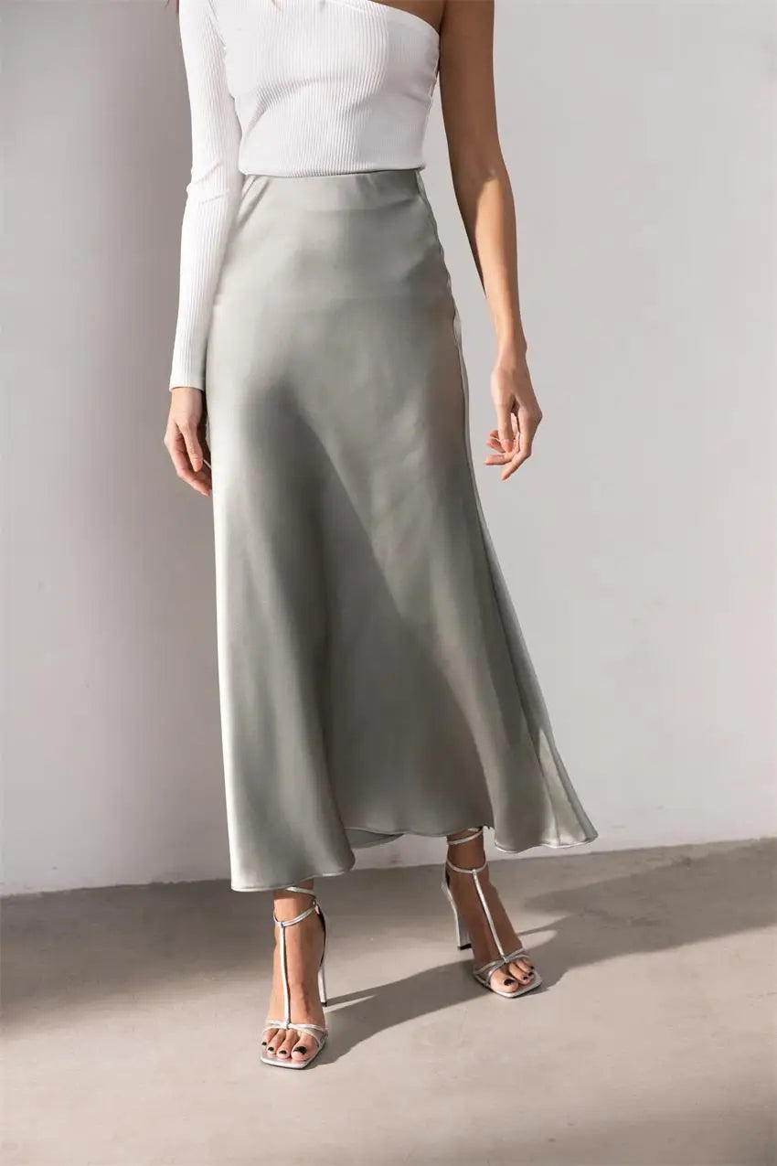 Elegant Satin A-Line Summer Skirt