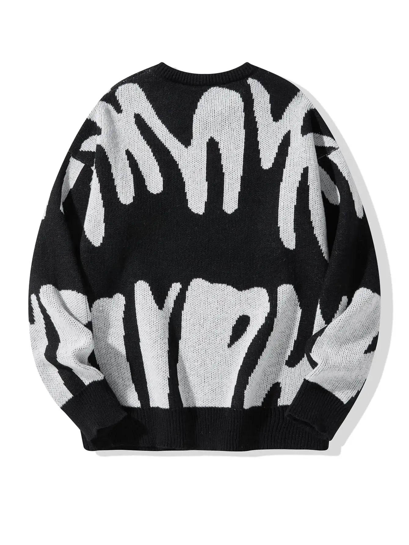 Geometric Knit Contrast Pullover Sweater