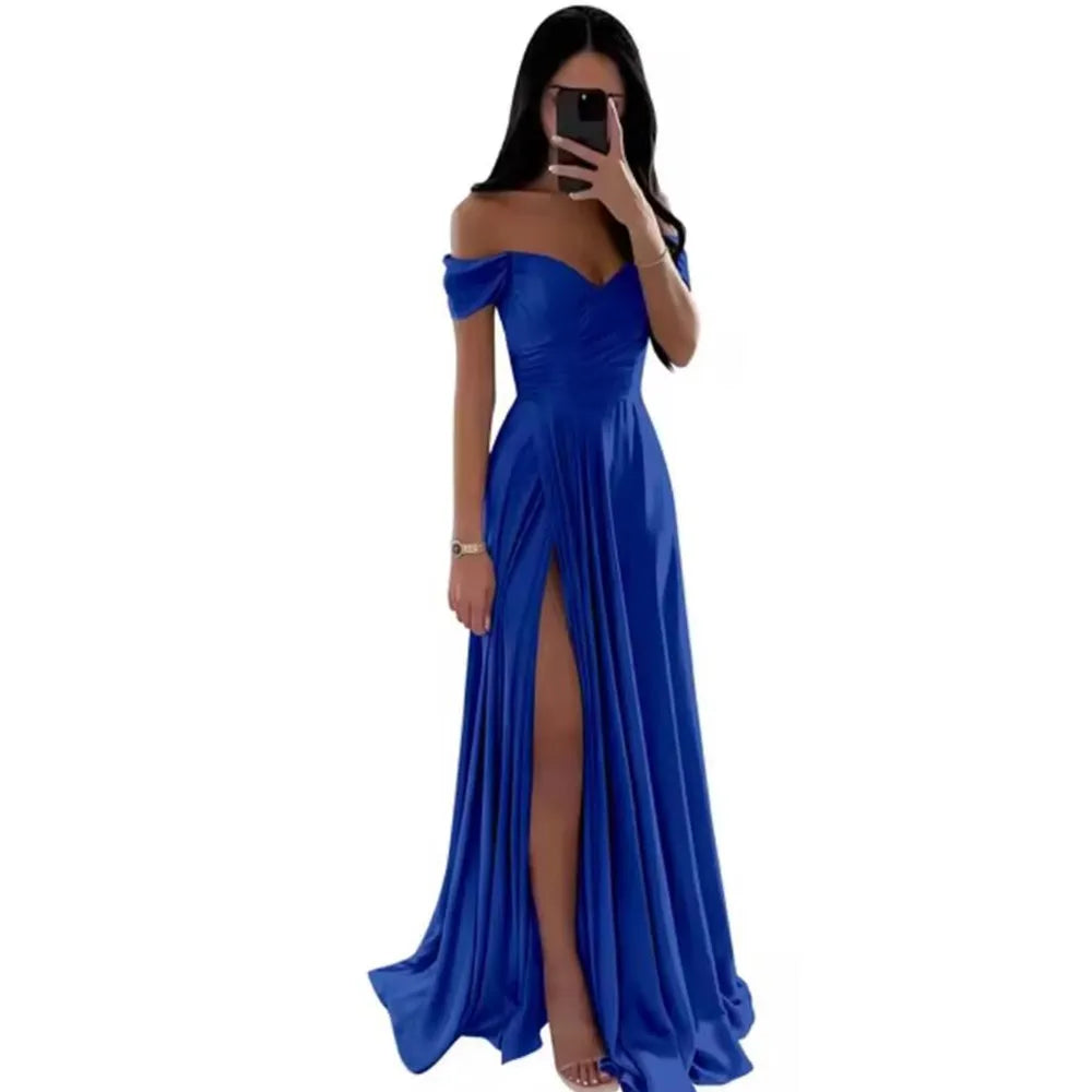 Off Shoulder Satin Bridesmaid Gown