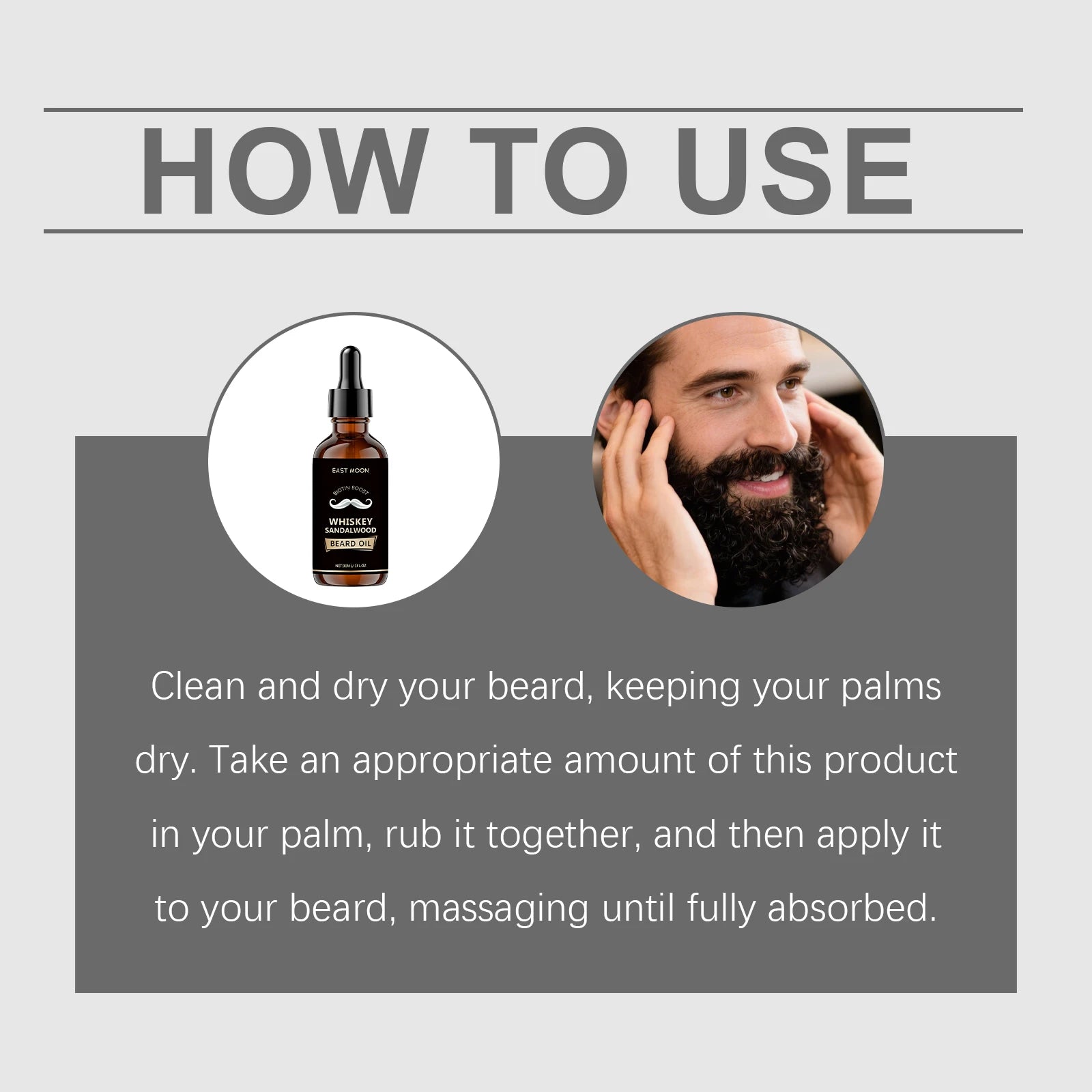 Men Biotin Beard Oil Soften Rough Beard Whiskey Sandalwood Beard Care Oil Hydrate Soothe Under-Beard Skin Men Facial Hair Serum