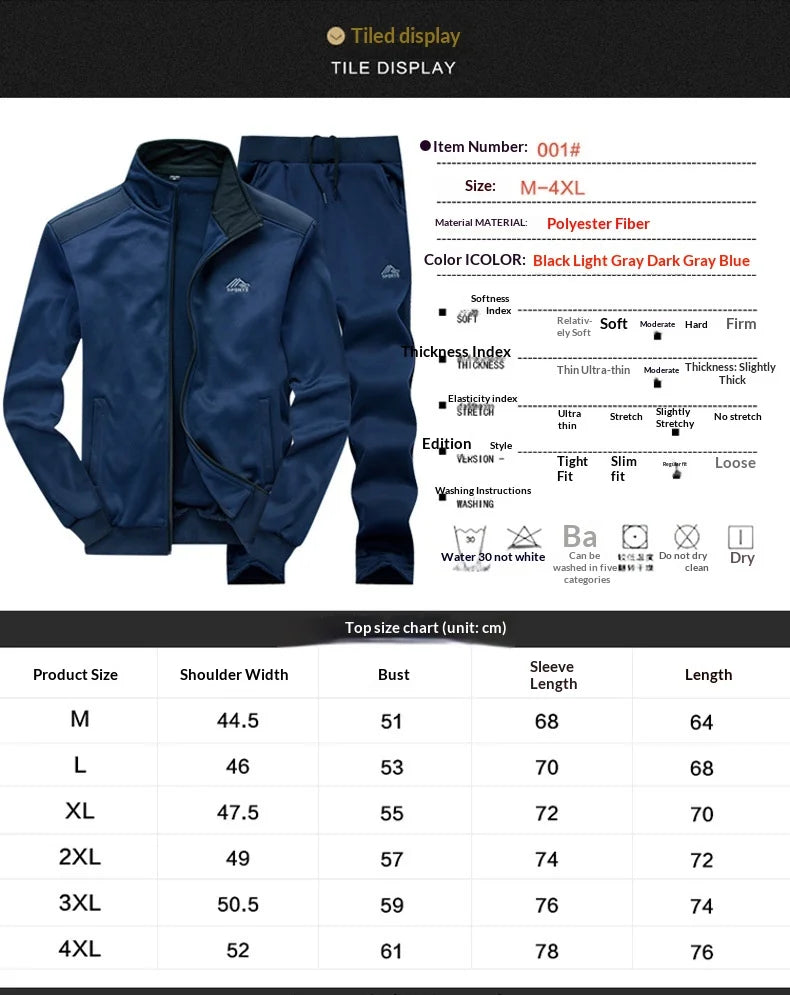 Tracksuits Men Polyester Sweatshirt Sporting Fleece 2026 Gyms Spring Jacket + Pants Casual Men's Track Suit Sportswear Fitness