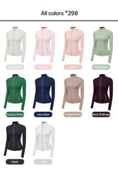 Women's Yoga Set Stand Collar Zip Jacket, Slim Fit Long Sleeve Sports Fitness Yoga Wear
